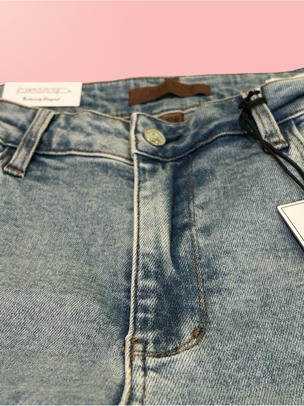 NWT! JUDY BLUE,WIDE CROP MED. BLUE JEANS IN PLUS SIZE 18W. MID RISE,FINISHED HEM - Picture 7 of 16